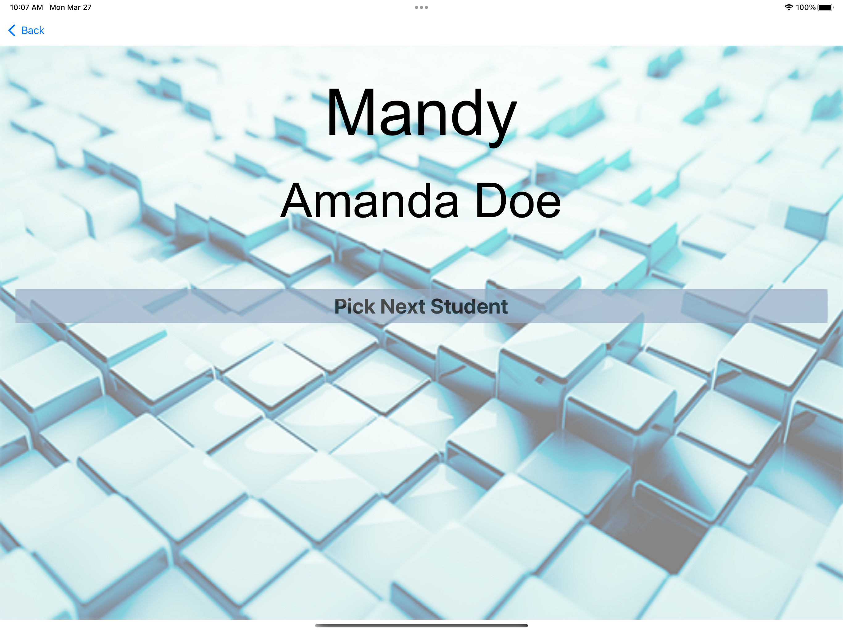 <br>random student pick on ipad sample